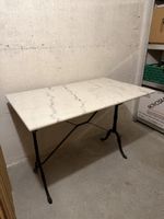 edler Marmortisch Bistrotisch Gusseisenfüsse 100x60 vintage