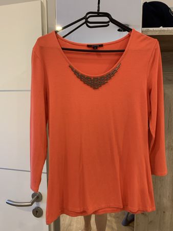 Comma Langarmshirt mit Schmuck-Applikation, Gr 38