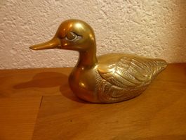 Strahlend schöne Ente Messing 17 cm Länge 429gramm