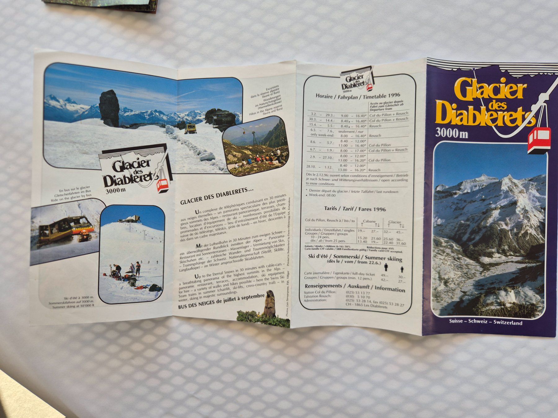 Documenti: Fahrplan Glacier des Diablerets 3000m 1996 – Usato da Langendorf venduto da zvonu161 3