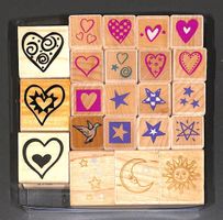 22 x Stempel Herzen 💕 🌟 🌜🌞  Holzmontierte Gummistempel