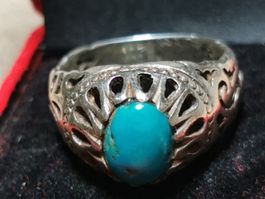Herren Silber Ring mit Türkis Durchmesser 20 mm