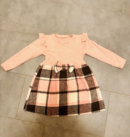 Süsses Mädchenkleid Grösse 116, Rosa Kariert mit Schleife