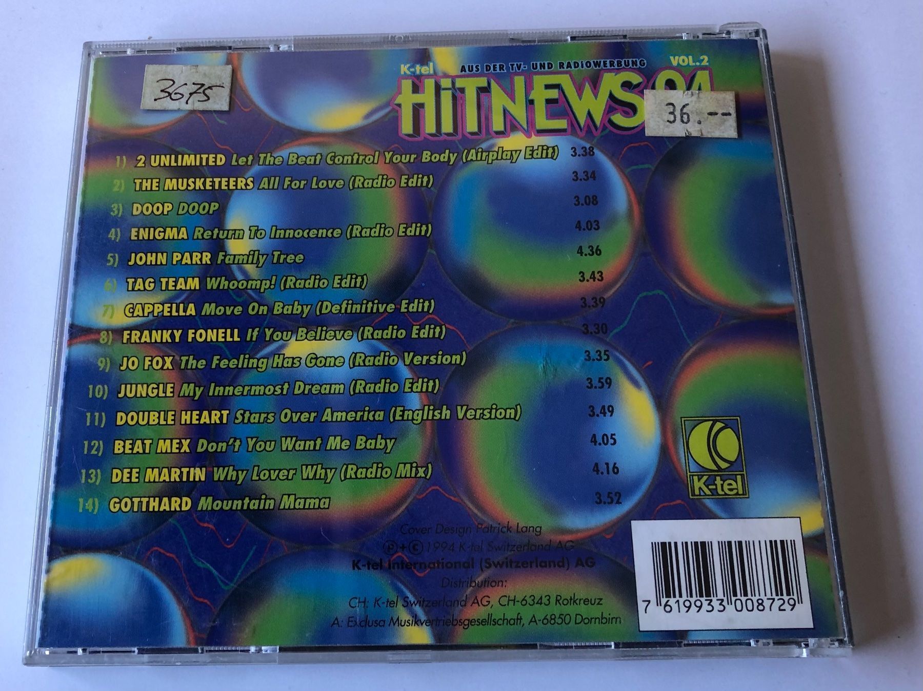 CD: Hitnews 94  Vol.2 – Usato da Oberried Brienz venduto da Chyara 1