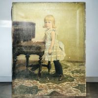 Peinture ancienne huile sur toite représentant une fillette