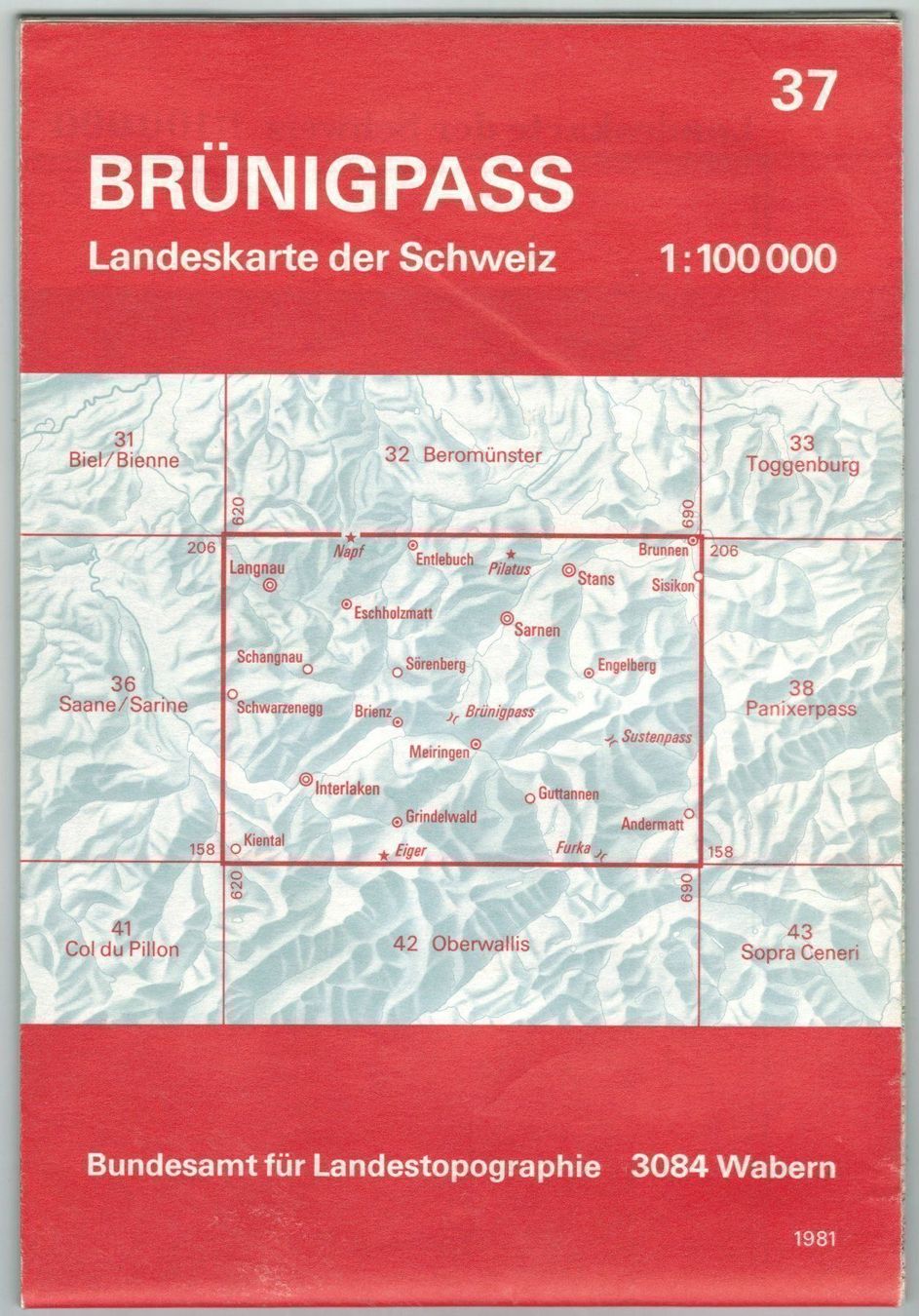 Cartes géographiques & atlas: Landkarte Brünigpass 1981 – D'occasion à Zürich par tol_b7c7
