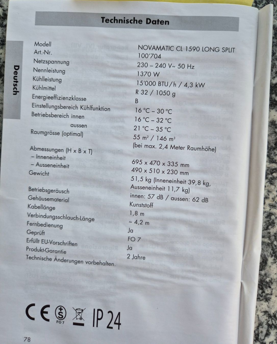Novamatic Klimageräte: Fust Novomatic CL 1590 Long Split – Gebraucht aus Neuwilen von Muecke23 3