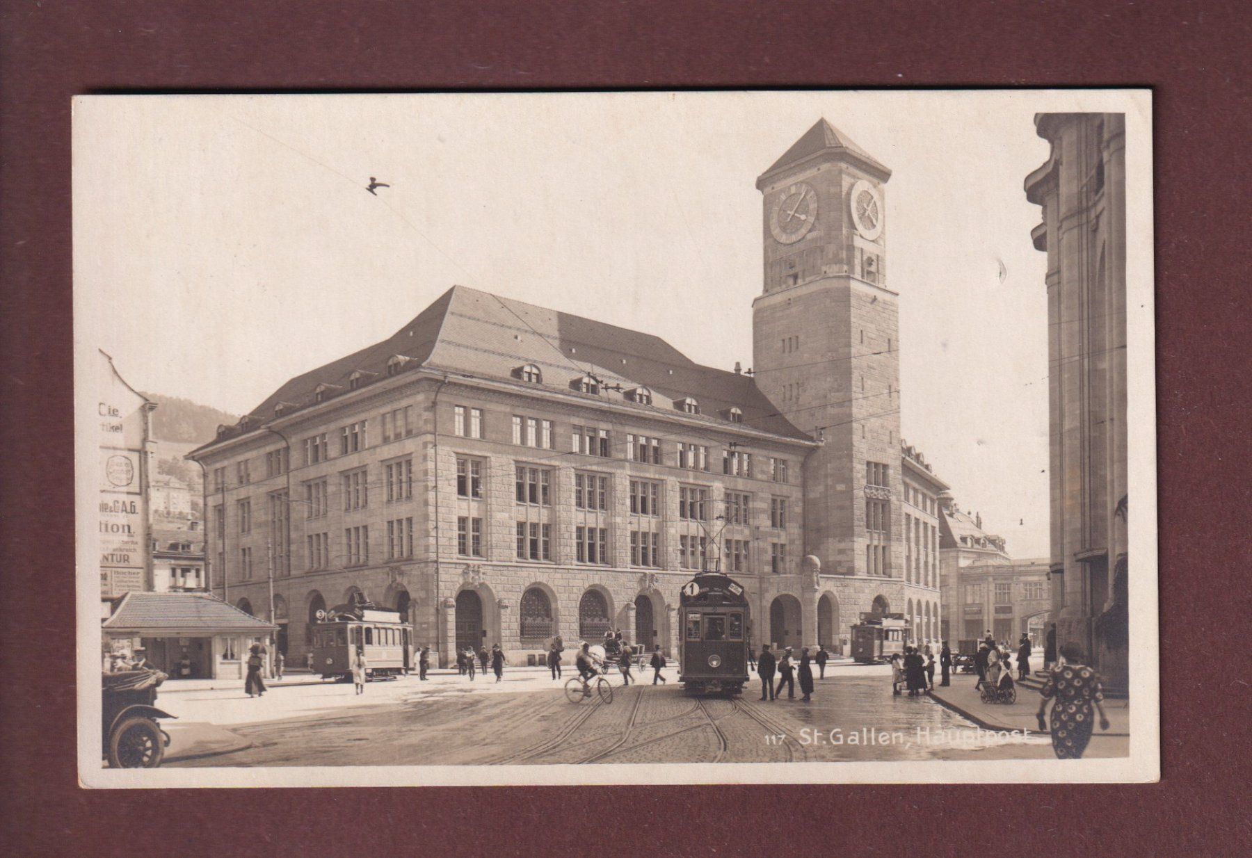 Cartoline postali: ST. GALLEN - Hauptpost - Tram - 1926 – Usato da Pully venduto da nicecards