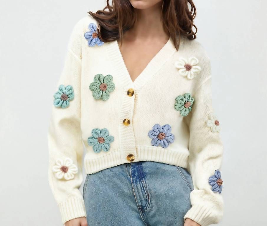 Giacche & Cappotti: Strickjacke mit Strickblumen – Usato da Rupperswil venduto da az5_x87v 2