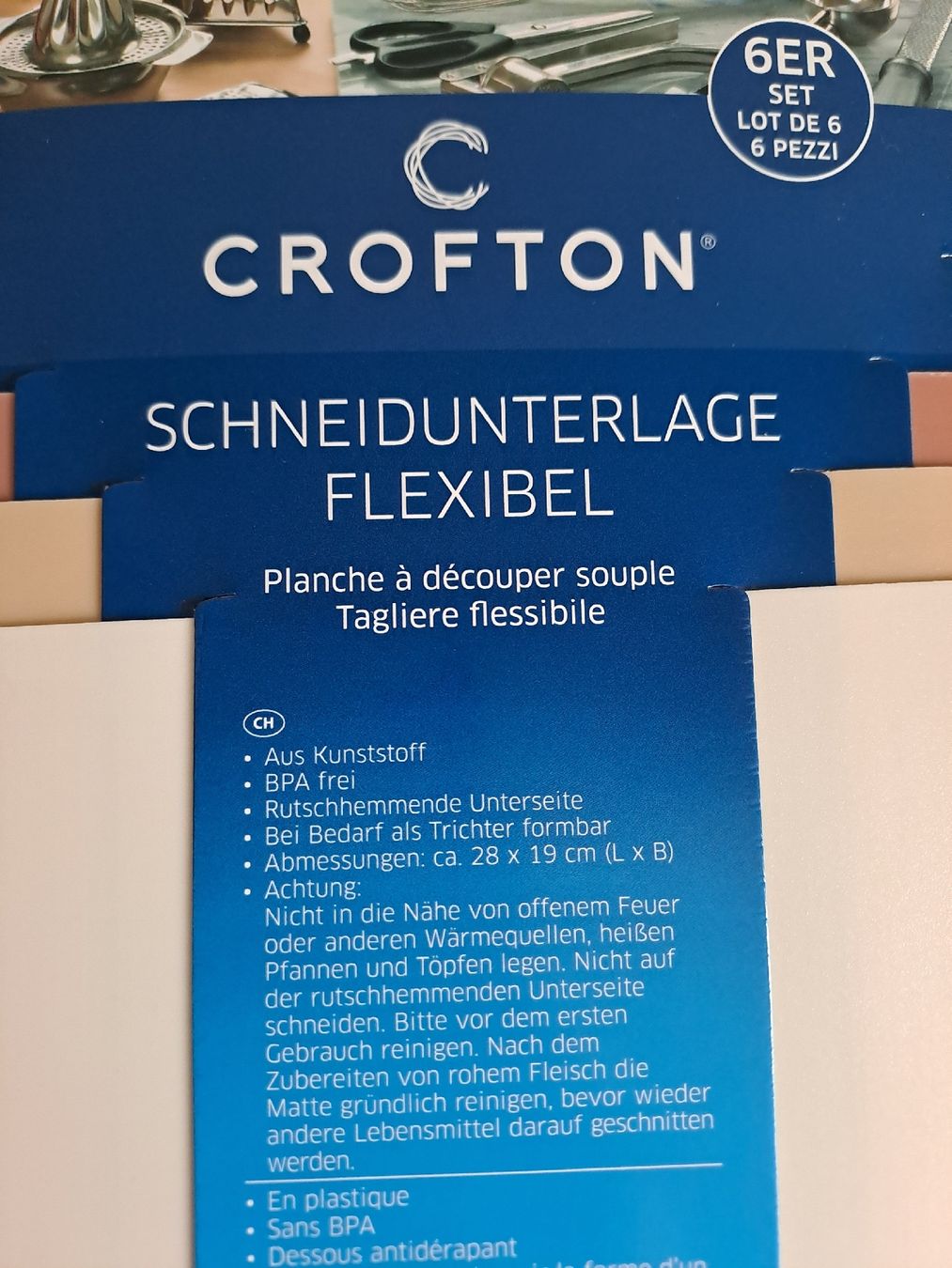 Elettrodomestici da cucina: Crofton Schneidebrett flexibel 2x 6er Set BPA frei – Nuovo e nell'imballaggio originale da Rickenbach LU venduto da bishiida 1