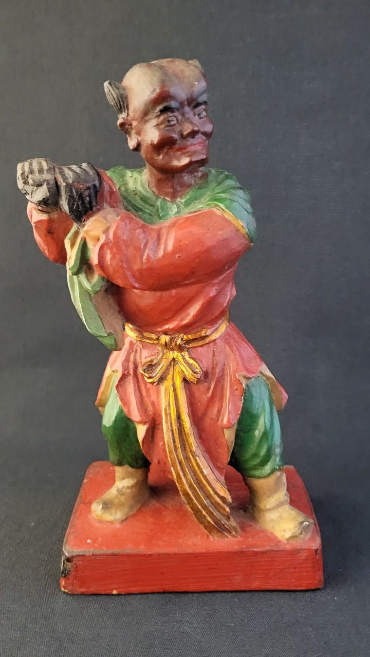 Statuette: Asiatischer Kämpfer Holz-Schnitzerei – Usato da Basel venduto da spinne02 1
