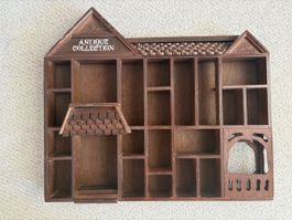 Display Shelf House Form Antique Collection Wood