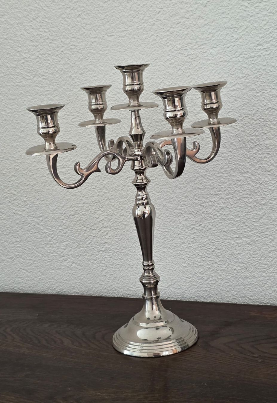 Portacandele: 5-Armiger Kerzenständer Silber-Look – Usato da Rheinsulz venduto da Dred 1