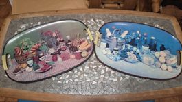 2 Vintage Garten- Serviertablette aus den 50er Jahren