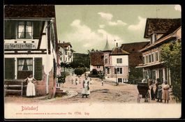 AK Dielsdorf, Gasthaus zur Metzgerhalle mit Straßenpartie