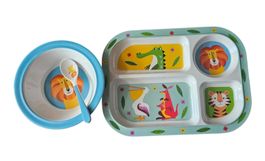 Süsses Kinder-Geschirrset mit Tiermotiven (3-teilig)