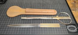 Wunderschönes Leder Etui mit  Schere Brieföffner vonSolingen