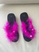 SUMMERTIME - edle/stylische Perlen Flip-Flops, nero/pink, 41