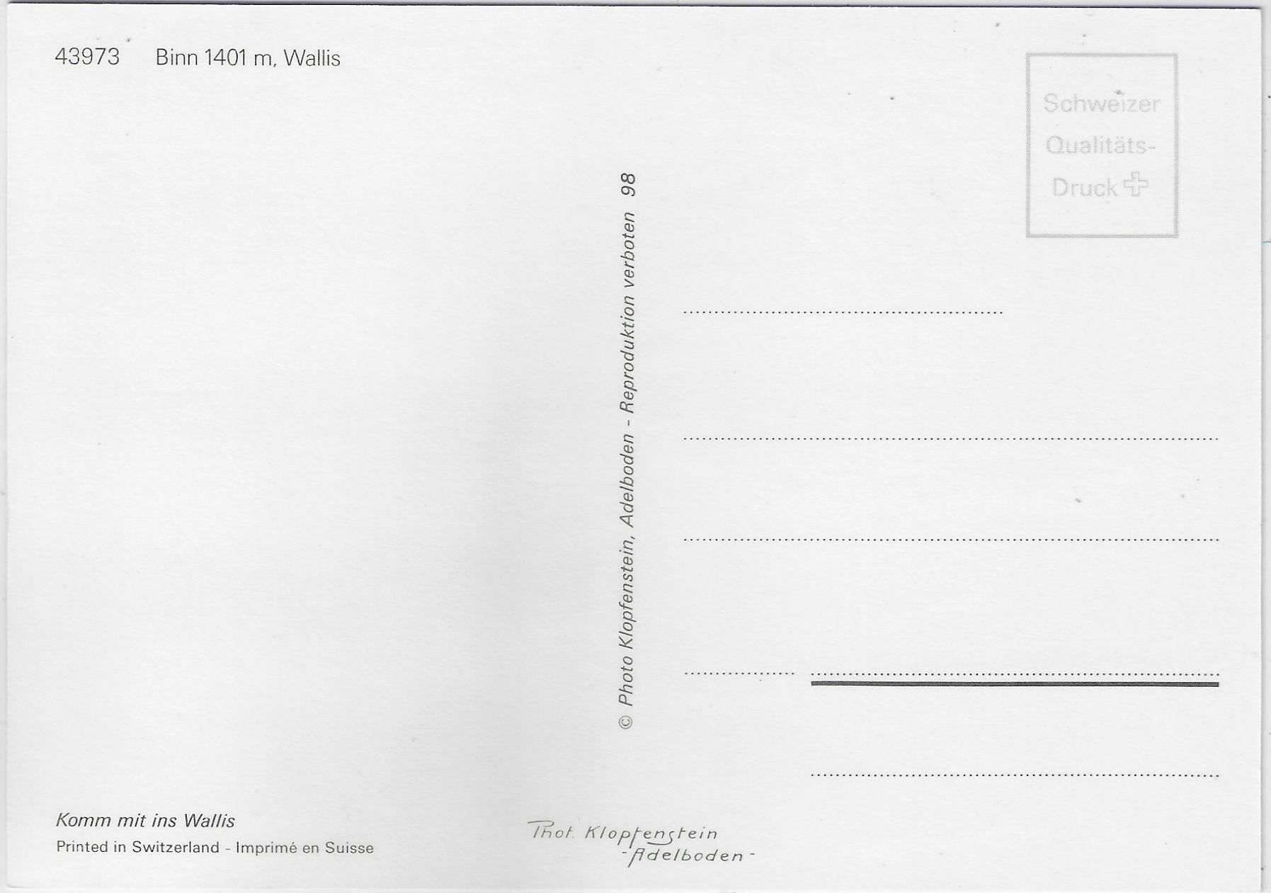 Cartes postales: Binn VS - Multiview – D'occasion à Ettingen par Kartenplanet 1