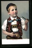AK Toni in Tracht mit Pfeife, 1907