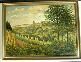 Ansicht Schloss Hochenburg? Oel auf Karton