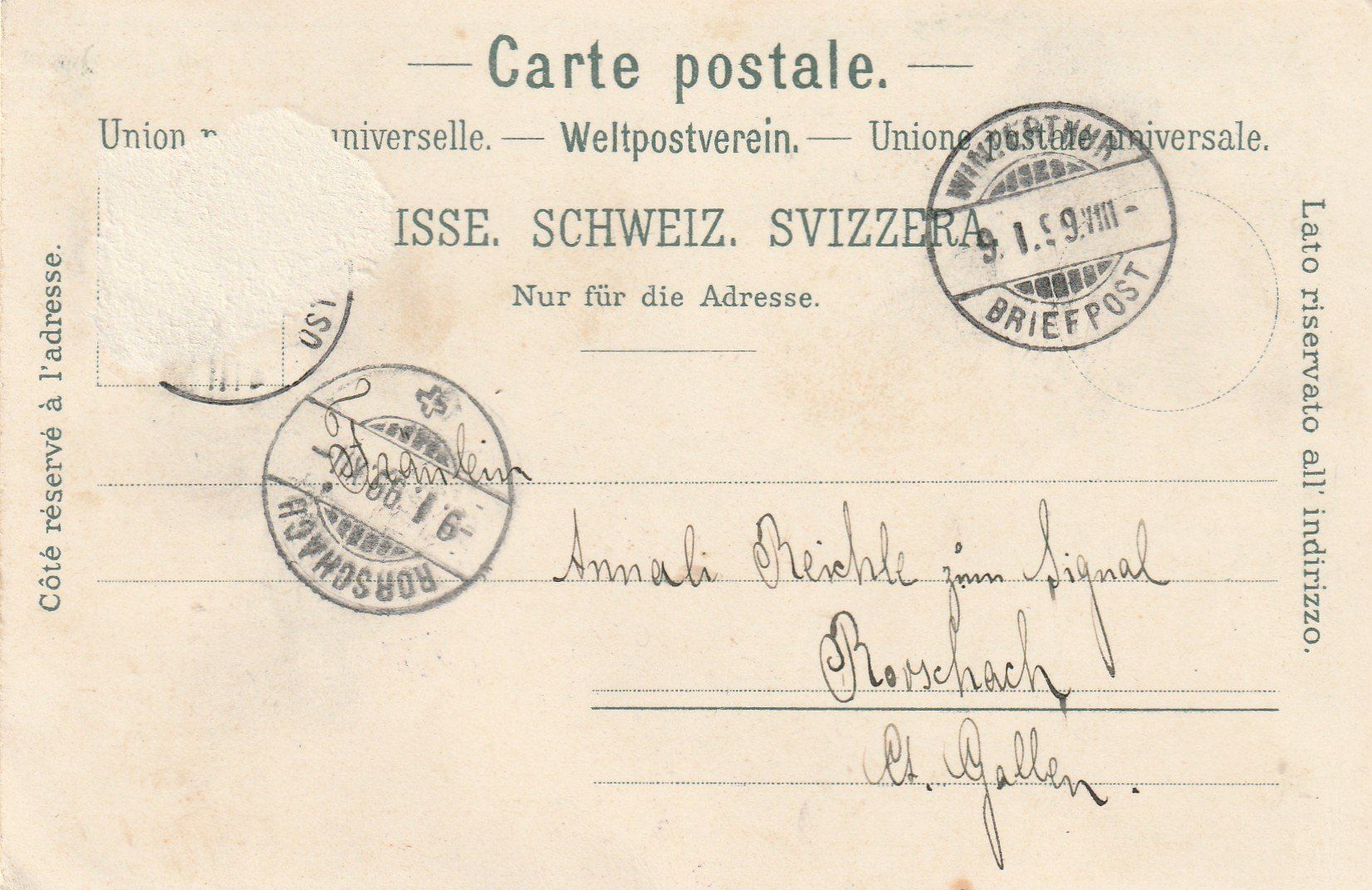 Cartoline postali: Winterthur Litho – Usato da Rorschacherberg venduto da fratovi2 1