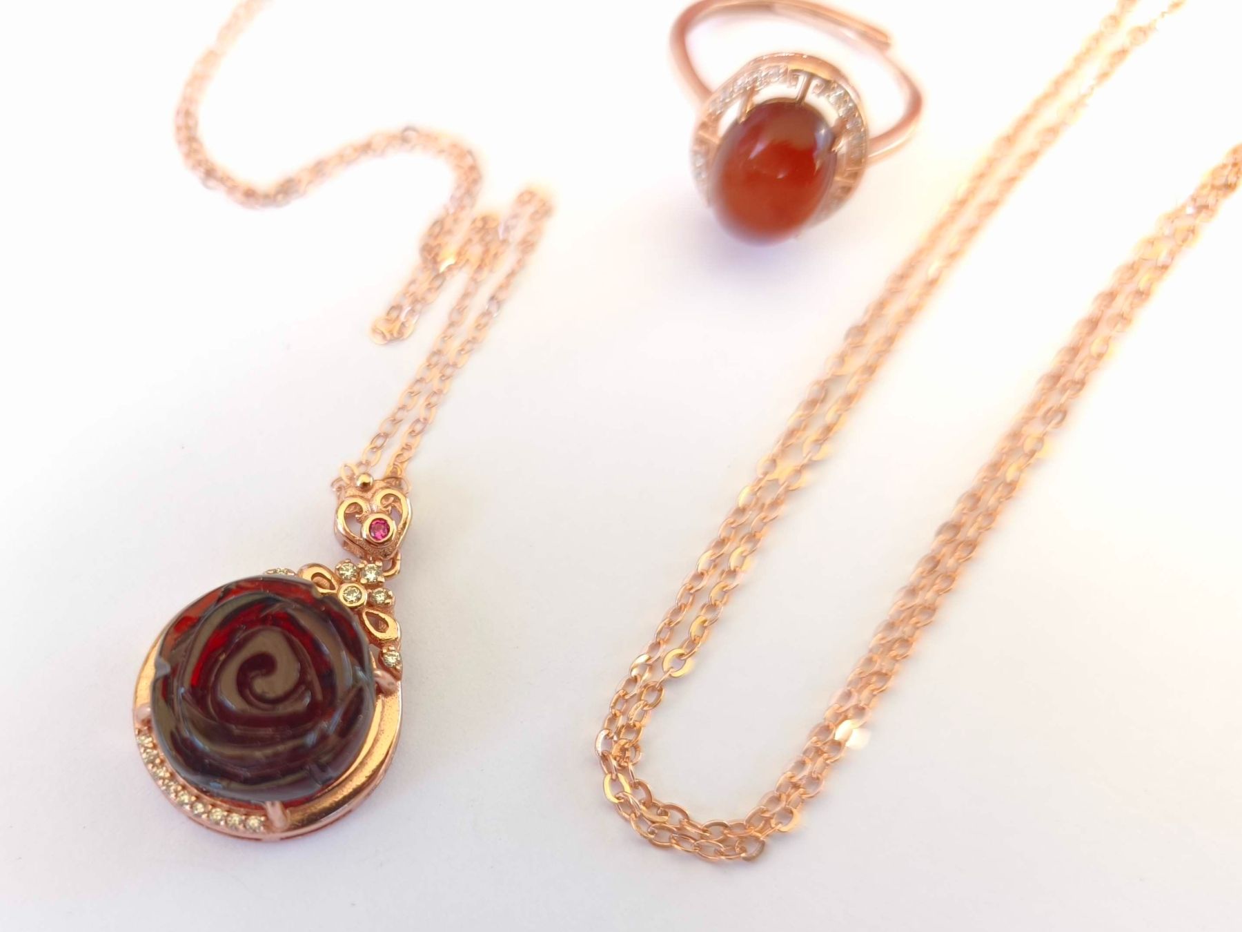Altri gioielli: Kirschbernstein Set Rose Kette Ring 925  roségold Bernstein – Nuovo e nell'imballaggio originale da St. Gallen venduto da GIULESGG 4