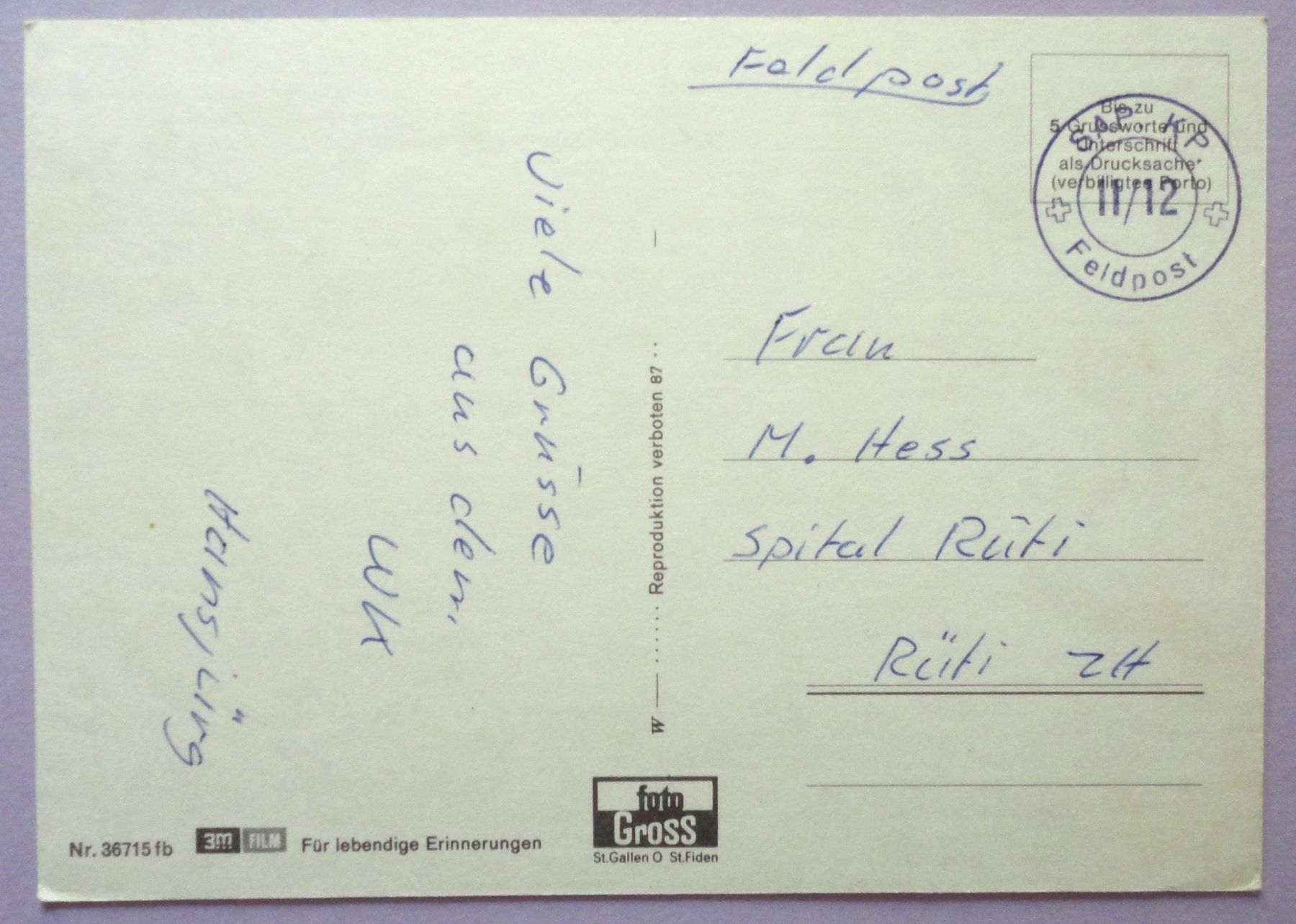 Cartoline postali: Gruss aus dem Domleschg – Usato da Fétigny venduto da Billy2miny 1