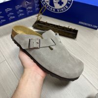 Birkenstock Boston Clog Herren Grau Wildleder Grösse 43