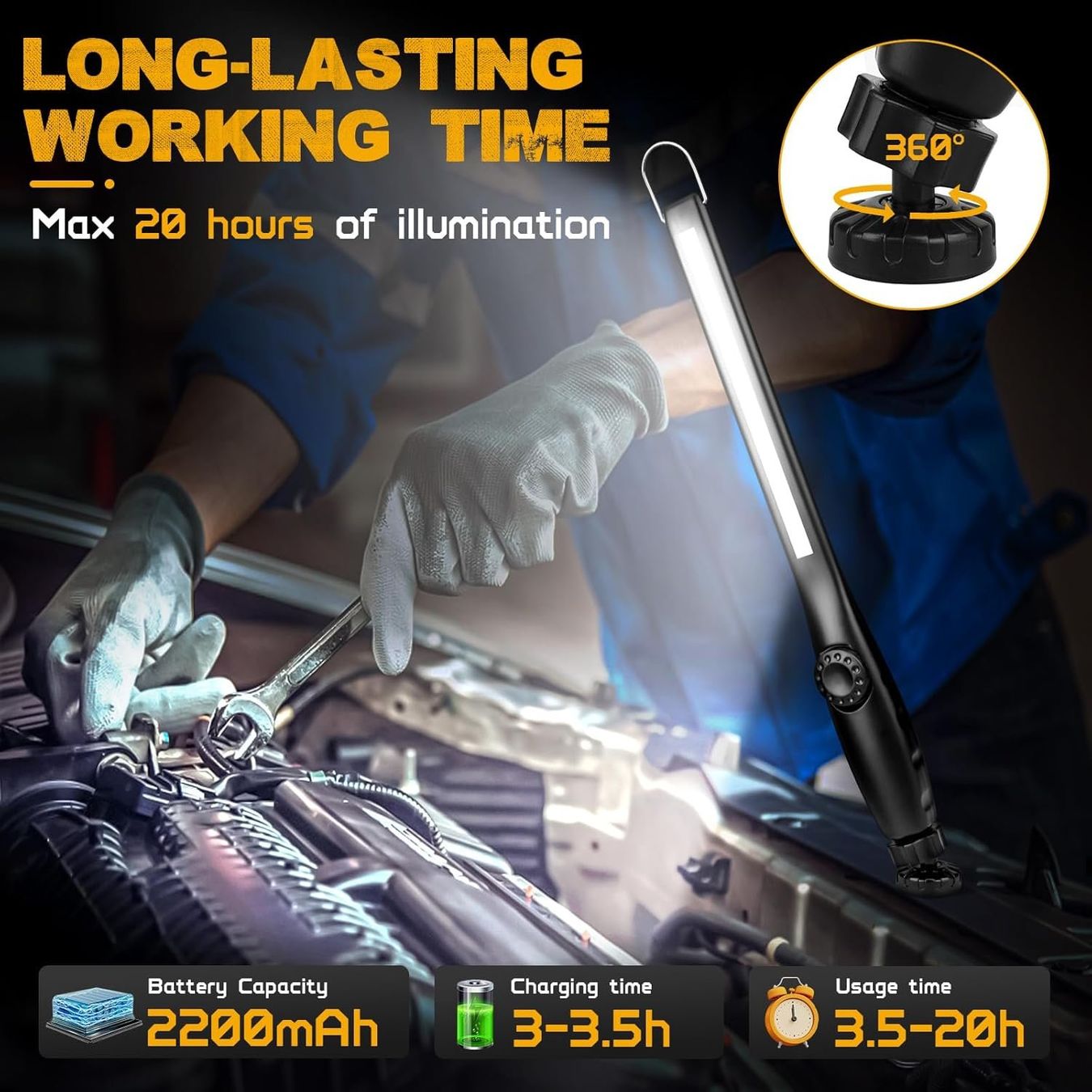 Lampade: 3 Stück Magnetische COB LED-Arbeitsleuchte – Nuovo e nell'imballaggio originale da Geneve venduto da Titi2008 3