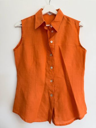 Andrea Mare Leinenbluse Orange Gr. S – wie neu, Italien