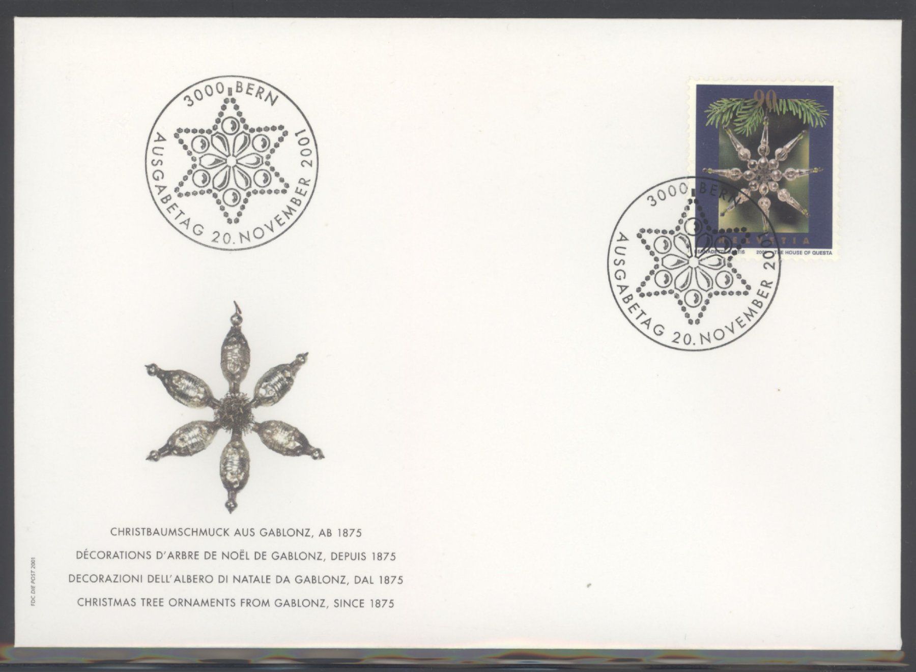 Alle Briefmarken: 2001, FDC, Sondermarke Weihnacht – Gebraucht aus Willisau von Vollstempel