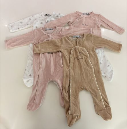 Lot: 4x Baby Winter-Pyjamas (Samt) – Grösse 6M / 67cm – Top 