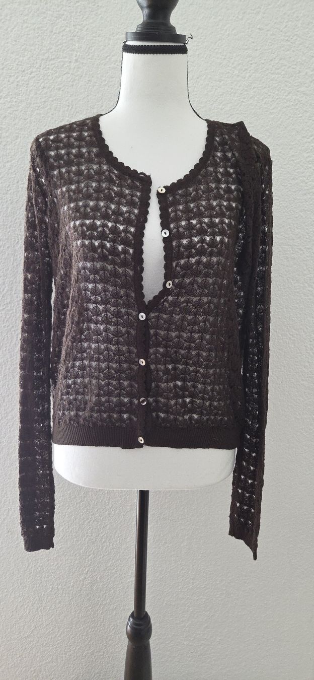 Mango Giacche: Mango Strickjacke, braun, spitzen optik, neuwertig – Usato da Näfels venduto da CH.Kchlineknopf