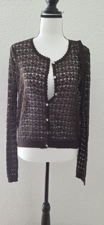 Mango Strickjacke, braun, spitzen optik, neuwertig