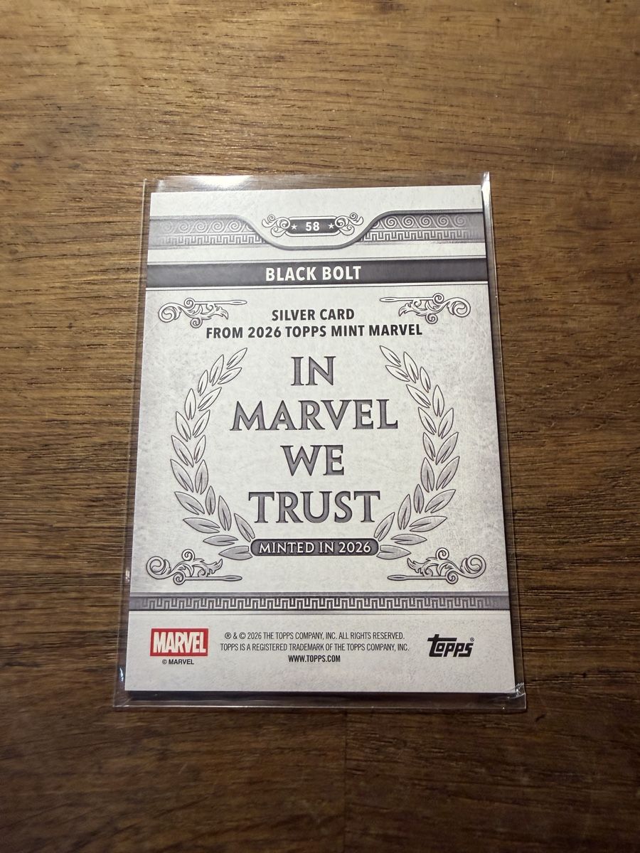 Topps Carte collezionabili: 2026 Topps Marvel Mint Black Bolt Silver Card – Nuovo (secondo la descrizione) da Goldach venduto da pipinio 1