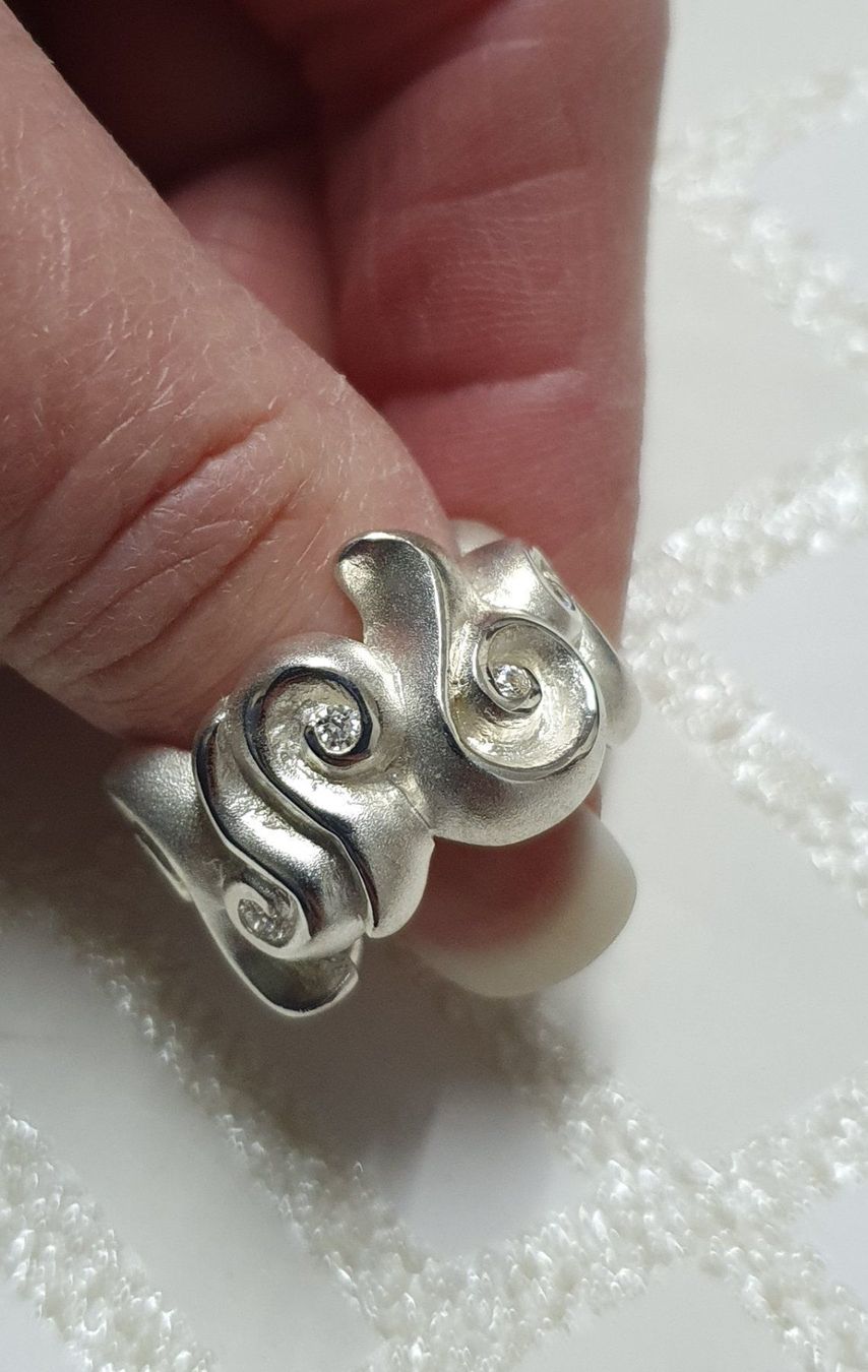 Anelli: Neu: breiter Ring  Gr. 54 / 925 Silber mit 8 Zirkonen – Nuovo (secondo la descrizione) da Muri AG venduto da Edlerweiss 2