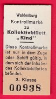 KARTON BILLETT, WALDENBURG, KONTROLLMARKE(KIND), 2.KLASSE