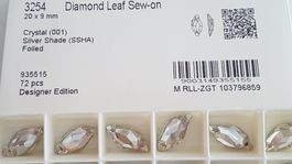 Kristall zum Aufnähen Swarovski 3254 Diamond Leaf 20×9mm 6St