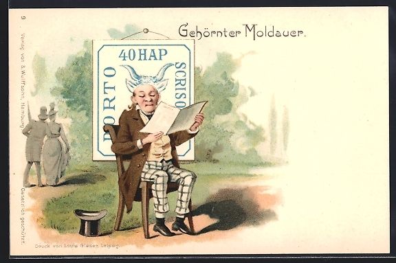 Ansichtskarten: Litho Gehörnter Moldauer, Mann aufm Stu – Gebraucht aus Berlin von bartko-reher