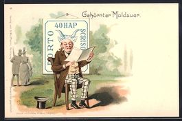Litho Gehörnter Moldauer, Mann aufm Stu