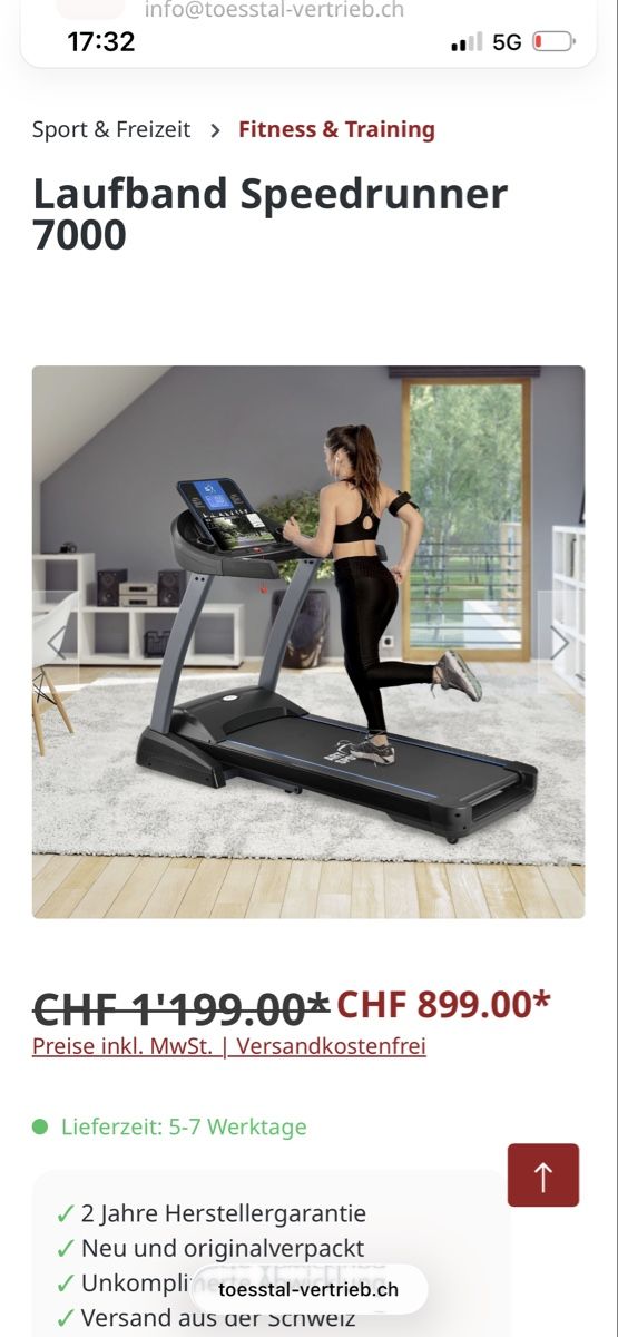 Hometrainer: Laufband Speedrunner 7000 wie neu – Usato da Schindellegi venduto da Vanessa54