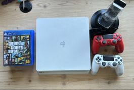 PlayStation 4 Konsole weiss mit 2 Controllern 