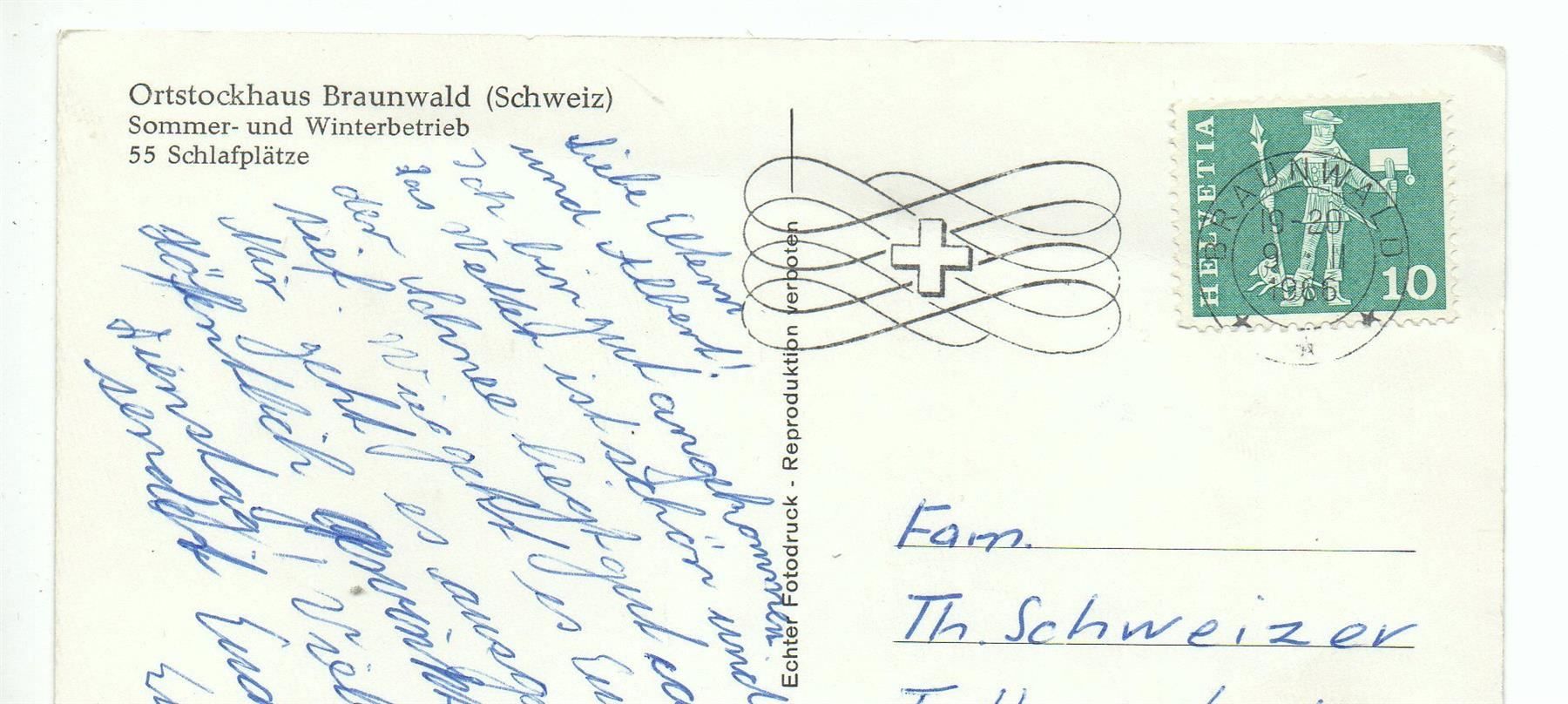 Ansichtskarten: BRAUNWALD Ortstockhaus - Ski – Gebraucht aus Jona von philajona 1