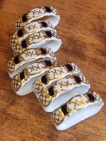 8 Lindner Porzellan Serviettenringe – Kobalt & Gold
