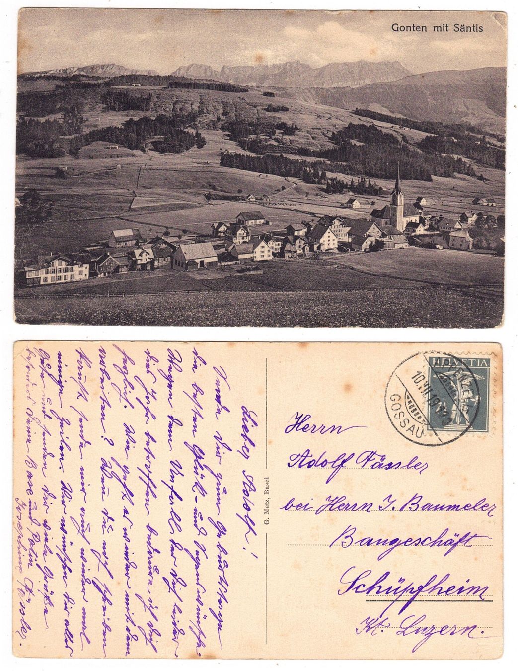 Cartes postales: Gonten mit Säntis – D'occasion à La Tour-de-Peilz par amjust