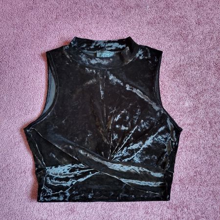 Samt-Crop-Top von Topshop schwarz Gr. 38