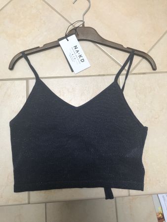 NAKD Black lacing Glitter Top in Night Blaue S
