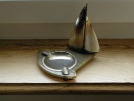 50 Jahre Vintage Segelschiff Aschenbecher / Horn
