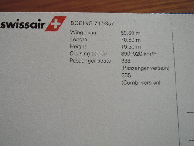 Cartoline postali: Swissair Ansichtskarte Boeing 747-357 – Nuovo (secondo la descrizione) da Neuhausen am Rheinfall venduto da Herufe 2